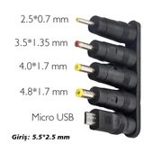 Weko Çoklu Yedek Adaptör Uç Çevirici (2.5*0.7Mm - 4.8*1.7Mm - 3.0*1.1Mm - 4.0*1.7Mm - Micro Usb) thumbnail 2