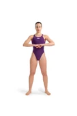 ARENA Team Swimsuit Swim Tech Solid Kadın Mor Yüzücü Mayosu 004763911 thumbnail 3