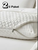Beylini 2'li Yastık Alezi Sıvı Geçirmez Kapitone Fermuarlı Yıkanabilir Antialerjik Yastık Koruyucu 50x70 CM thumbnail 1