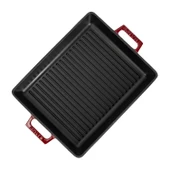 Lava Döküm Dikdörtgen Izgara Tavası Döküm Demir Yekpare Çift Kulplu Ölçü 26x32cm.-Bordo thumbnail 3