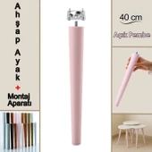 Ahşap Ayak 40 Cm Açık Pembe M8 Civatalı Bağlantı Aparatlı Mobilya Tabure Sehpa Masa Destek Ayağı thumbnail 1