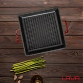 Lava Döküm Kare Izgara Tavası Döküm Demir Yekpare Çift Kulplu Ölçü 26x26cm.-Bordo thumbnail 7