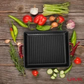 Lava Döküm Dikdörtgen Izgara Tavası Döküm Demir Yekpare Çift Kulplu Ölçü 26x32cm.-Bordo thumbnail 7