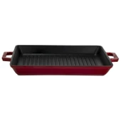 Lava Döküm Dikdörtgen Izgara Tavası Döküm Demir Yekpare Çift Kulplu Ölçü 26x32cm.-Bordo thumbnail 1