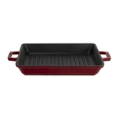 Lava Döküm Kare Izgara Tavası Döküm Demir Yekpare Çift Kulplu Ölçü 26x26cm.-Bordo thumbnail 1