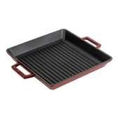 Lava Döküm Kare Izgara Tavası Döküm Demir Yekpare Çift Kulplu Ölçü 26x26cm.-Bordo thumbnail 2