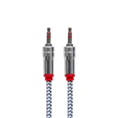 Powermaster PM-2418 Metal Başlıklı Örgülü Erkek - Erkek 1.5 Metre Stereo Aux Kablo - 1