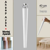 Ahşap Ayak 40 Cm Beyaz M8 Civatalı Bağlantı Aparatlı Mobilya Tabure Sehpa Masa Destek Ayağı thumbnail 1