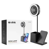 S-link SL-M9055 10 Watt Kablosuz Şarj İstasyonlu Fanlı Kalemlikli Masa Lambası (Siyah) - 4