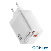 ScHitec 65W Type-C 60cm Kablolu UsbA ve PD Çıkışlı Süper Hızlı Şarj Aleti Başlığı Beyaz YK83 - 2