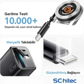 ScHitec 65W Type-C 60cm Kablolu UsbA ve PD Çıkışlı Süper Hızlı Şarj Aleti Başlığı Beyaz YK83 - 5