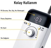 Valkyrie Profesyonel Şarjlı Tırnak Frezesi 45.000 RPM, LCD, 2000 mAh Taşınabilir Manikür Pedikür Makinesi - 6