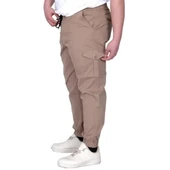 Büyük Beden Erkek Pantolon Keten Kargo Jogger 21911 Cappucino - 3