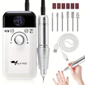 Valkyrie Profesyonel Şarjlı Tırnak Frezesi 45.000 RPM, LCD, 2000 mAh Taşınabilir Manikür Pedikür Makinesi - 1