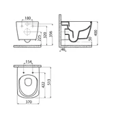 Creavit Elegant Mat Antrasit Kanalsız Asma Klozet EG321, Creavit Elegant Duroplast Yavaş Kapak - 5
