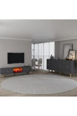 cantek dizayn Darioct Bohem Konsol (KB150), Bohem Şömineli (A) Tv Sehpası 2 Li Salon Takımı Antrasit-antrasit thumbnail 1