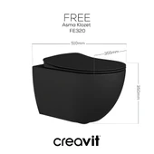 Creavit Free Mat Antrasit Kanallı Asma Klozet FE320, Creavit Duck Duroplast Yavaş Kapak thumbnail 2
