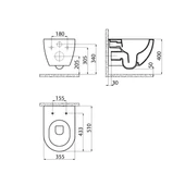 Creavit Free Mat Antrasit Kanallı Asma Klozet FE320, Creavit Duck Duroplast Yavaş Kapak thumbnail 5