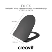 Creavit Free Mat Antrasit Kanallı Asma Klozet FE320, Creavit Duck Duroplast Yavaş Kapak thumbnail 4