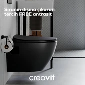 Creavit Free Mat Antrasit Kanallı Asma Klozet FE320, Creavit Duck Duroplast Yavaş Kapak thumbnail 1
