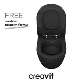 Creavit Free Mat Antrasit Kanallı Asma Klozet FE320, Creavit Duck Duroplast Yavaş Kapak thumbnail 3