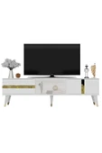 cantek dizayn VANNİA TV SEHPASI ve KONSOL 2'li SALON TAKIMI BEYAZ-ALTIN thumbnail 7