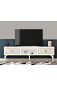 cantek dizayn 150 Cm Nil Tv Sehpası (alt Modül) Beyaz-altın - 1