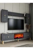 cantek dizayn Darioct Bohem Şömineli (A) Tv Ünitesi Takımı Antrasit-antrasit - 2