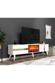 cantek dizayn Vannia Tv Sehpası Şömineli (ALT MODÜL) Beyaz-altın thumbnail 2