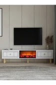 cantek dizayn Darioct Şömineli (A) Bohem Tv Sehpası Beyaz-beyaz thumbnail 1