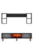 cantek dizayn Darioct Bohem Şömineli (A) Tv Ünitesi Takımı Antrasit-antrasit - 5