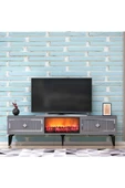 cantek dizayn Flame Şömineli Tv Sehpası (ALT MODÜL) Antrasit-gümüş - 1