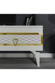 cantek dizayn İppek 180 Cm Tv Sehpası (ALT MODÜL) Beyaz-altın thumbnail 3