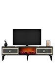 cantek dizayn NİL ŞÖMİNELİ TV SEHPASI ANTRASİT-ALTIN thumbnail 3