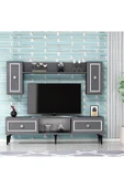 cantek dizayn Heerry Tv Ünitesi Takım Antrasit-gümüş - 1