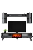 cantek dizayn Varrna Tv Ünitesi Takım Şömineli Antrasit-antrasit - 3