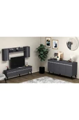 cantek dizayn Defne 180 Cm Tv Ünitesi Ve Konsol 2'li Salon Takımı Antrasit-gümüş - 1