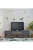 cantek dizayn Cenneyra 180 Cm 3 Kapaklı Tv Sehpası (ALT MODÜL) Antrasit-gümüş - 1