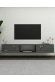cantek dizayn AREDAMCT DUVARA MONTAJ TV SEHPASI ANTRASİT-ALTIN - 1