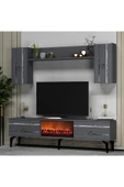 cantek dizayn PELLİN TV ÜNİTESİ TAKIMI ŞÖMİNELİ ANTRASİT-GÜMÜŞ - 2