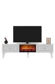 cantek dizayn Flame Şömineli Tv Sehpası (ALT MODÜL) Beyaz-gümüş thumbnail 5