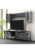 cantek dizayn LİNDA RAFLI TV ÜNİTESİ TAKIMI ANTRASİT-GÜMÜŞ thumbnail 2