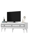 cantek dizayn NOVA TV SEHPASI (alt modül) ve KONSOL 2'Lİ SALON TAKIMI BEYAZ-GÜMÜŞ - 7