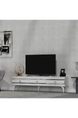 cantek dizayn İppek 180 Cm Tv Sehpası (ALT MODÜL) Beyaz-gümüş thumbnail 2