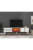 cantek dizayn Vannia Tv Sehpası Şömineli (ALT MODÜL) Beyaz-gümüş thumbnail 1