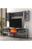 cantek dizayn LİNDA ŞÖMİNELİ TV ÜNİTESİ TAKIMI ANTRASİT-GÜMÜŞ thumbnail 2