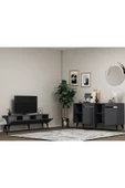 cantek dizayn Defne 180 Cm Tv Sehpası Ve Konsol 2'li Salon Takımı Antrasit-gümüş thumbnail 2