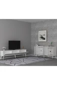 cantek dizayn LENORA TV SEHPASI (alt modül) ve KONSOL 2'Lİ SALON TAKIMI BEYAZ-GÜMÜŞ thumbnail 2