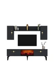 cantek dizayn ZENNİT ŞÖMİNELİ TV ÜNİTESİ TAKIMI ANTRASİT-ANTRASİT - 3