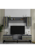 cantek dizayn PELLİN TV ÜNİTESİ TAKIMI ANTRASİT-ALTIN - 1